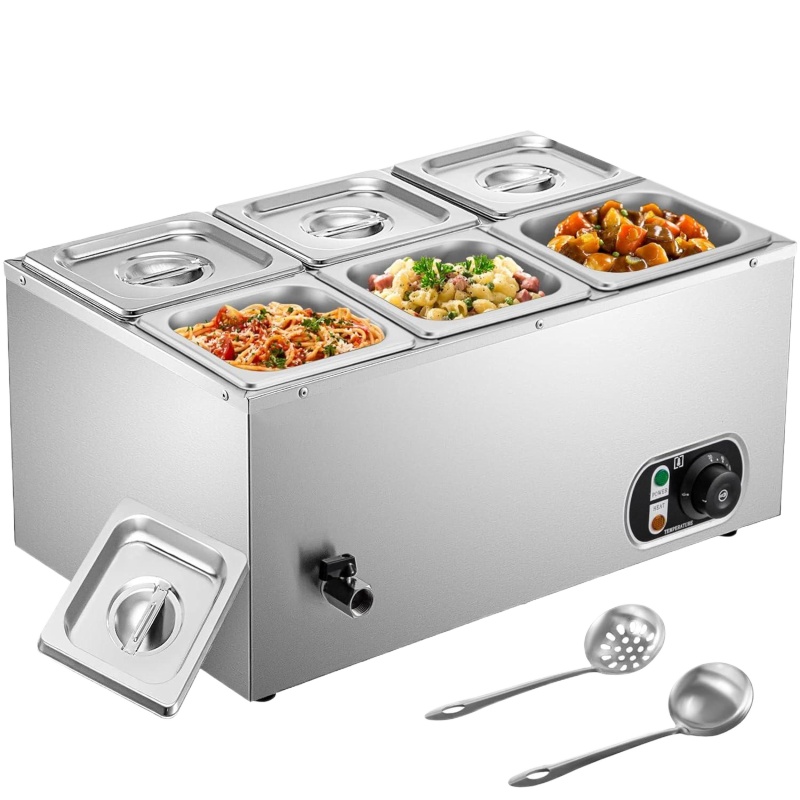 Bain Marie Food Warmer - 6 réservoirs Commercial Bain Marie chauffe-plats