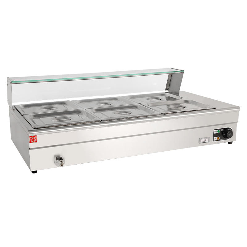 Bain Marie Food Warmer - Bain-marie électrique 6 bacs en acier