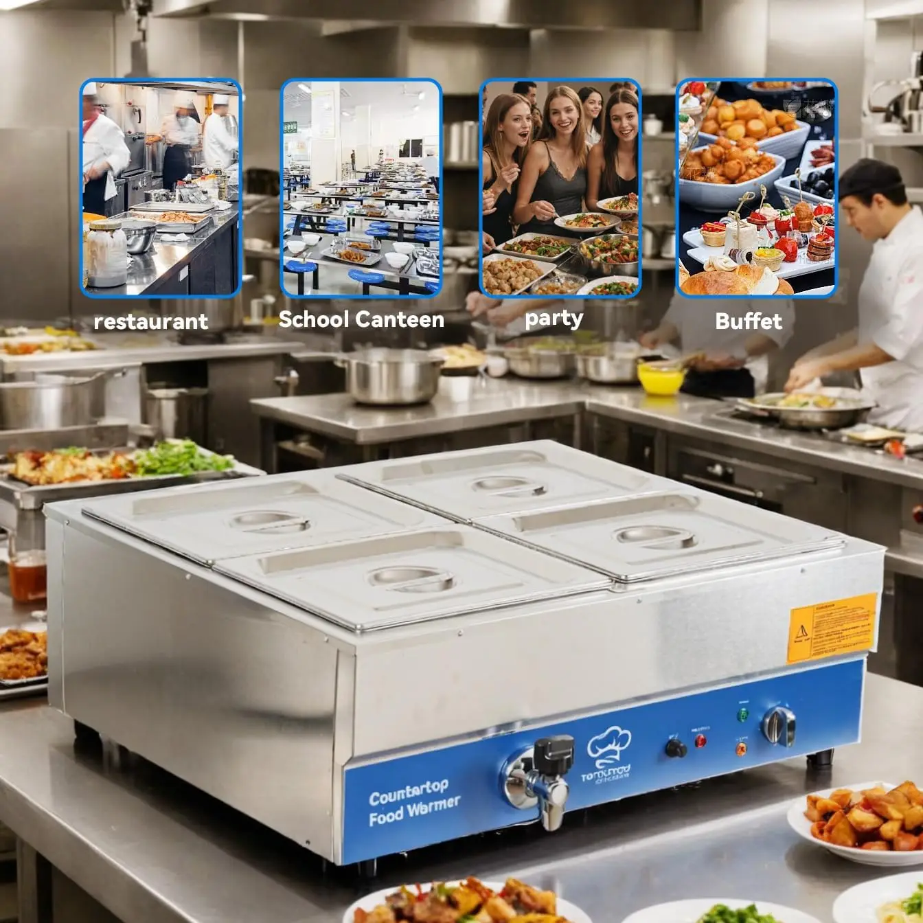 Chauffe-plat commercial à 4 ba - Bain Marie Food Warmer avis et prix