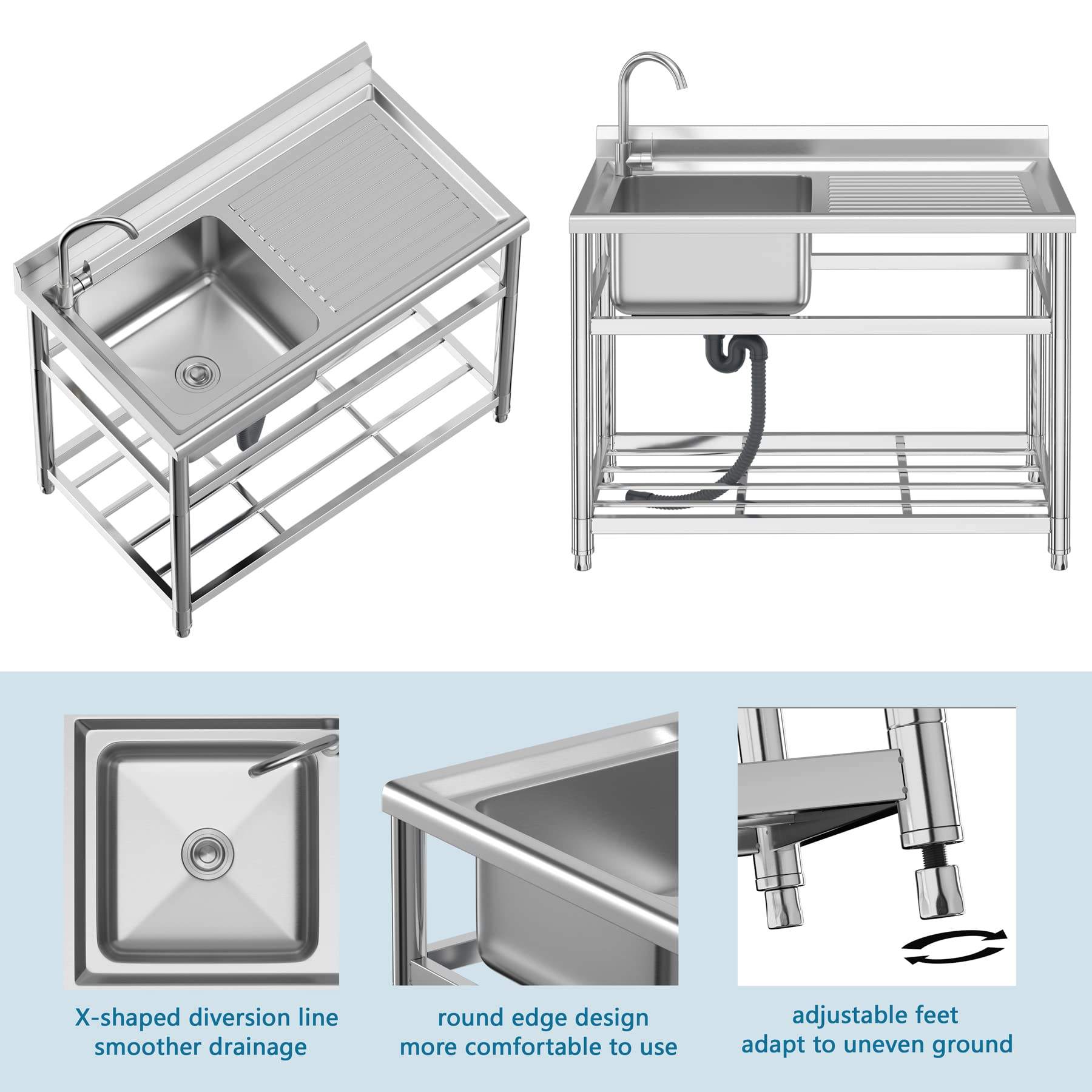 Évier commercial en acier inox - Commercial Kitchen Sink avis et prix